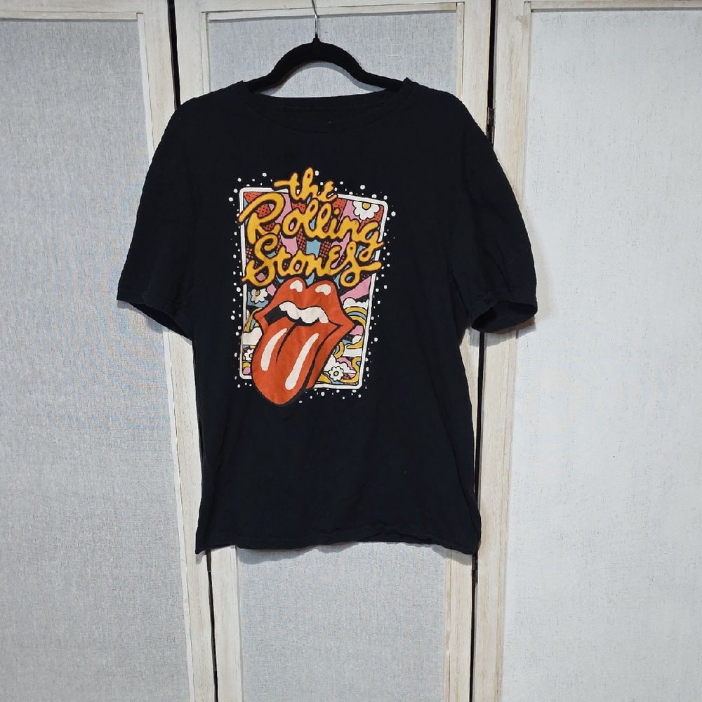 The Rolling Stones Graphic T-Shirt Black 2022 Bravado Tongue Logo Mens L 42/44‎